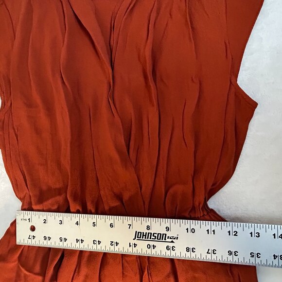 Anthropologie Maeve Womens Noronha Wrap Midi Dress XL Orange Cap Sleeve Belted - Picture 8 of 11